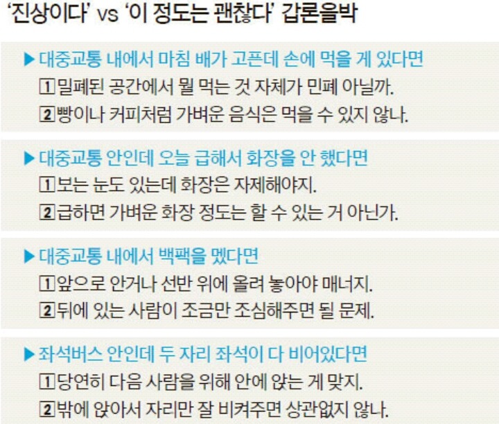 진상이다 vs 이 정도는 괜찮다 | 인스티즈