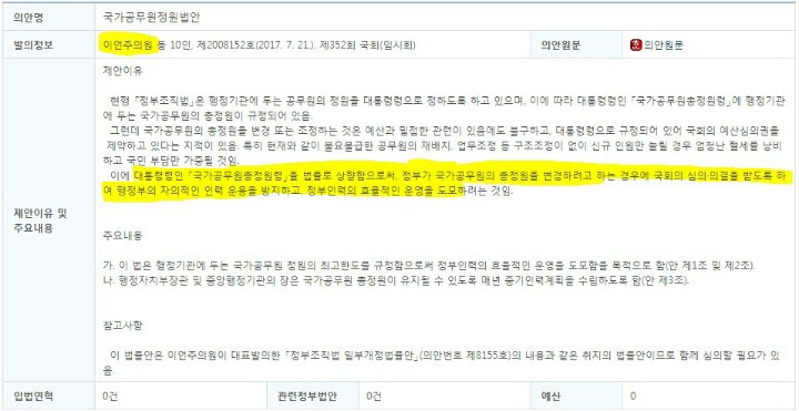국회허락 없이 대통령 맘대로 공무원 수 못늘리게 하는 법안 발의한 이언주 | 인스티즈